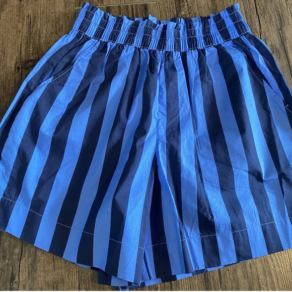 aerie Navy and Sky Blue Striped Elastic-Waist Women's Shorts - Picture 4 of 8